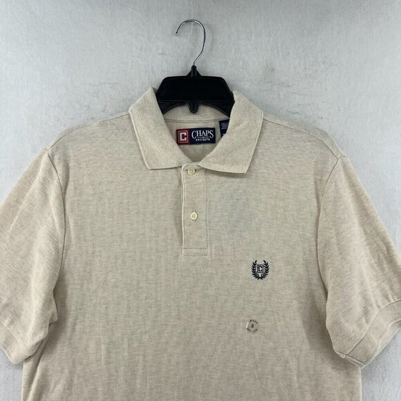 Chaps Ralph Lauren Polo Shirt Men's Sz S Oatmeal Cream High Low Hem Short Sleeve - Picture 6 of 13